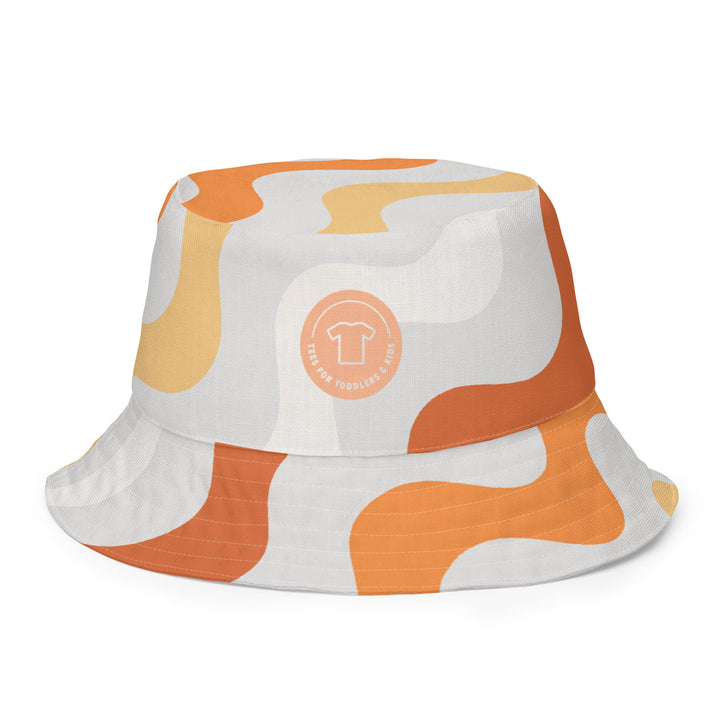 Retro waves! White feathers! Reversible bucket hat - TeesForToddlersandKids -  hat - reversible bucket hat - retro-waves-reversible-bucket-hat