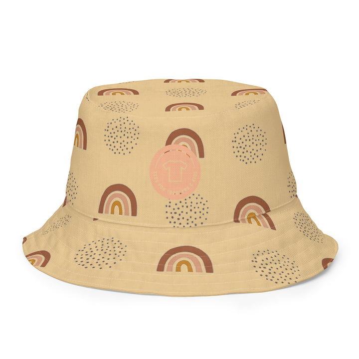 Rainbows and dots. Reversible bucket hat - TeesForToddlersandKids -   - reversible bucket hat - rainbows-and-dots-reversible-bucket-hat
