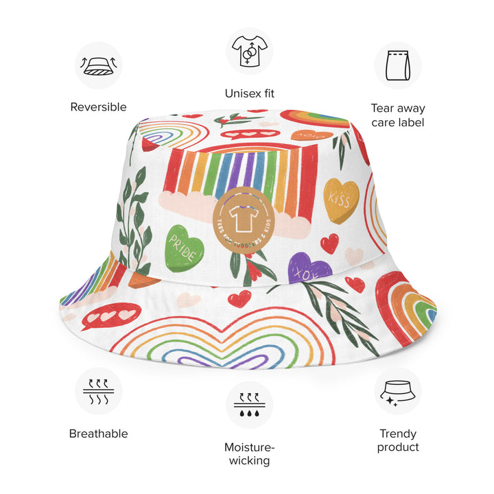 PRIDE and Aztec. Reversible bucket hat - TeesForToddlersandKids -  hat - reversible bucket hat - pride-and-aztec-reversible-bucket-hat