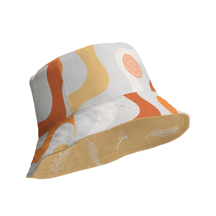 Retro waves! White feathers! Reversible bucket hat - TeesForToddlersandKids -  hat - reversible bucket hat - retro-waves-reversible-bucket-hat