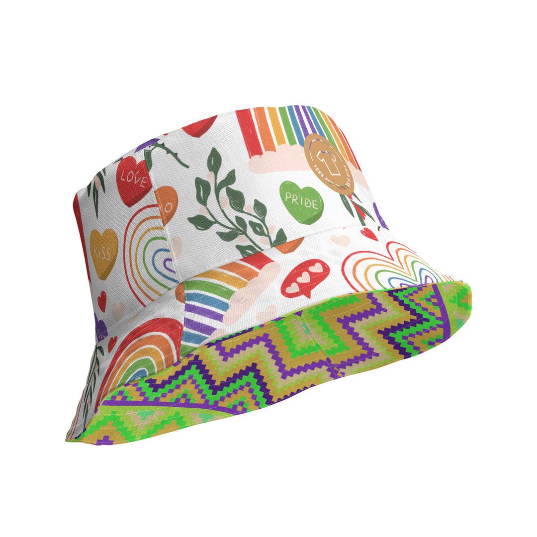 PRIDE and Aztec. Reversible bucket hat - TeesForToddlersandKids -  hat - reversible bucket hat - pride-and-aztec-reversible-bucket-hat
