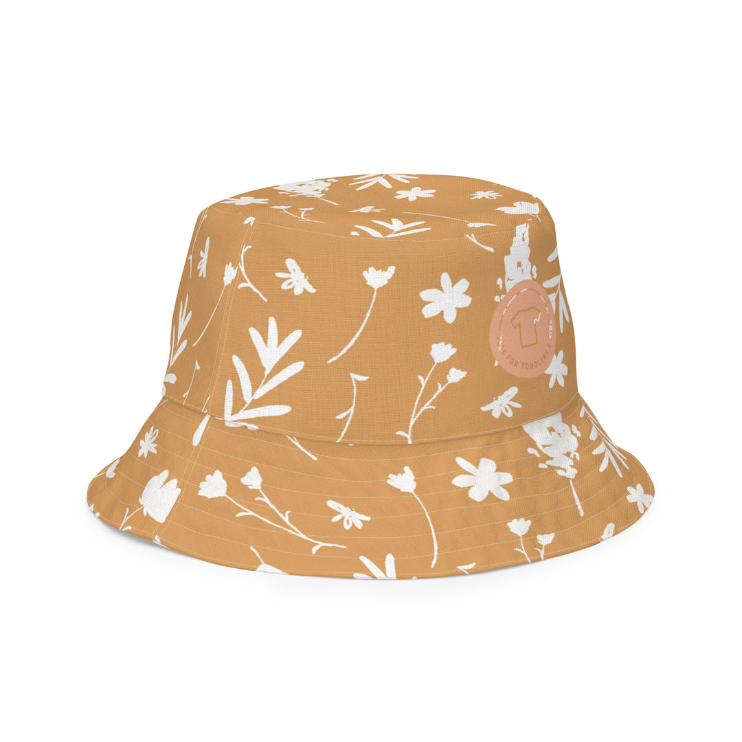 Ethnic and flowers. Reversible bucket hat - TeesForToddlersandKids -  hat - reversible bucket hat - ethnic-and-flowers-reversible-bucket-hat