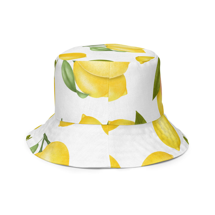 Lemons and leaves. Reversible bucket hat - TeesForToddlersandKids -  hat - reversible bucket hat - lemonade-reversible-bucket-hat