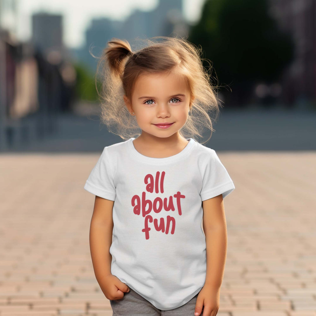 All about fun white tshirt for toddlers and kids.