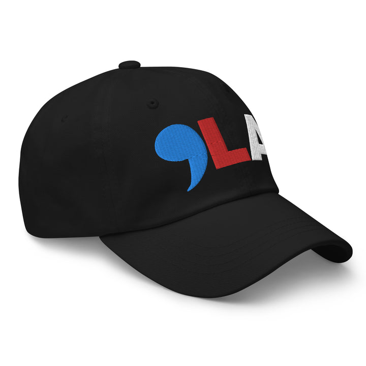 Comma La Embroidered hat in blue, red and white | Comma LA Hat | Kamala cap | Embroidered dad hat | Female president | Black History | Black woman | Kamala Harris merch