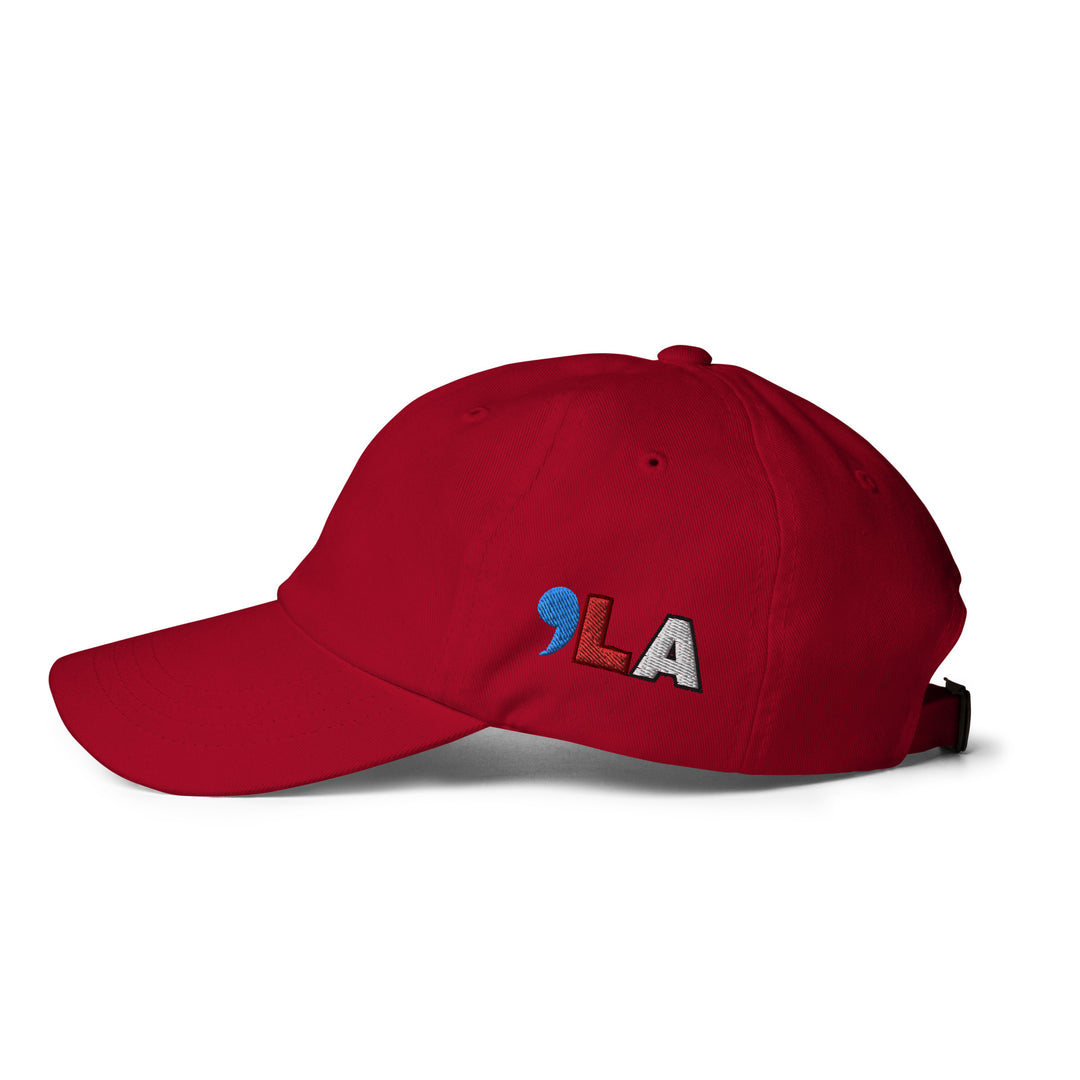 Kamala Harris 2024 | COMMA LA Embroidered hat side | Comma LA hat | , la hat | Kamala baseball Hat | Blue Red White