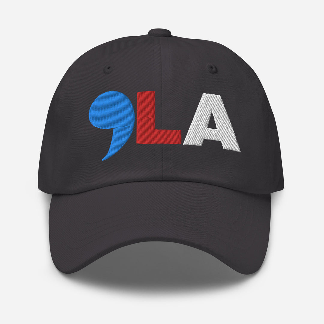 Comma La Embroidered hat in blue, red and white | Comma LA Hat | Kamala cap | Embroidered dad hat | Female president | Black History | Black woman | Kamala Harris merch