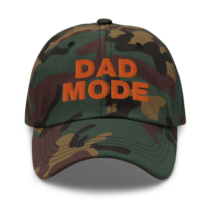 DAD MODE hat camo front | Baseball cap for dad | Trendy baseball hat for dads | Gift for dad | Orange embroidery front