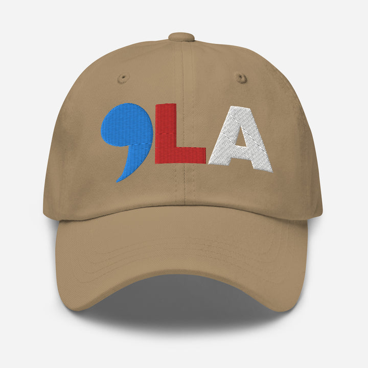 Comma La Embroidered hat in blue, red and white | Comma LA Hat | Kamala cap | Embroidered dad hat | Female president | Black History | Black woman | Kamala Harris merch