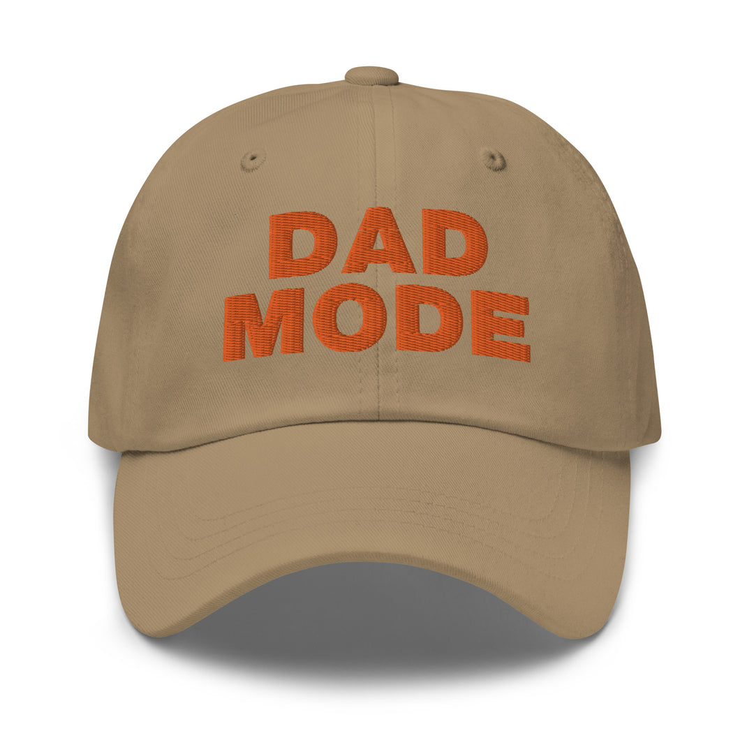 DAD MODE hat khaki | Baseball cap for dad | Trendy baseball hat for dads | Gift for dad | Orange embroidery front