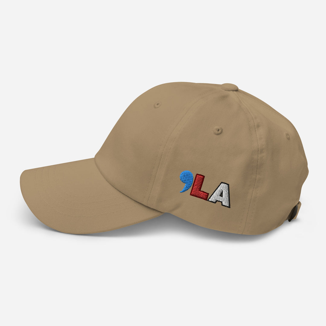 Kamala Harris 2024 | COMMA LA Embroidered hat side | Comma LA hat | , la hat | Kamala baseball Hat | Blue Red White