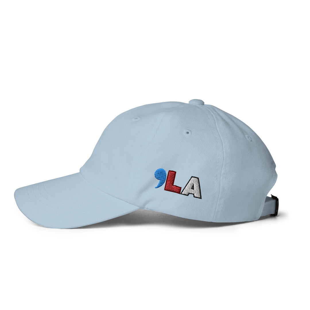 Kamala Harris 2024 | COMMA LA Embroidered hat side | Comma LA hat | , la hat | Kamala baseball Hat | Blue Red White