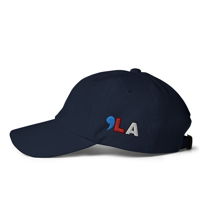 Kamala Harris 2024 | COMMA LA Embroidered hat side | Comma LA hat | , la hat | Kamala baseball Hat | Blue Red White