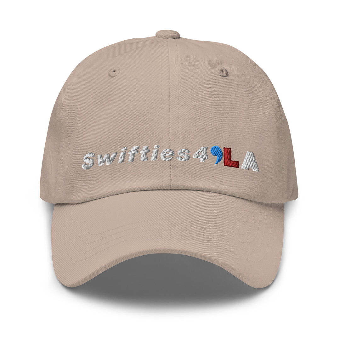 swifties for comma la baseball hat in stone kamala Harris 