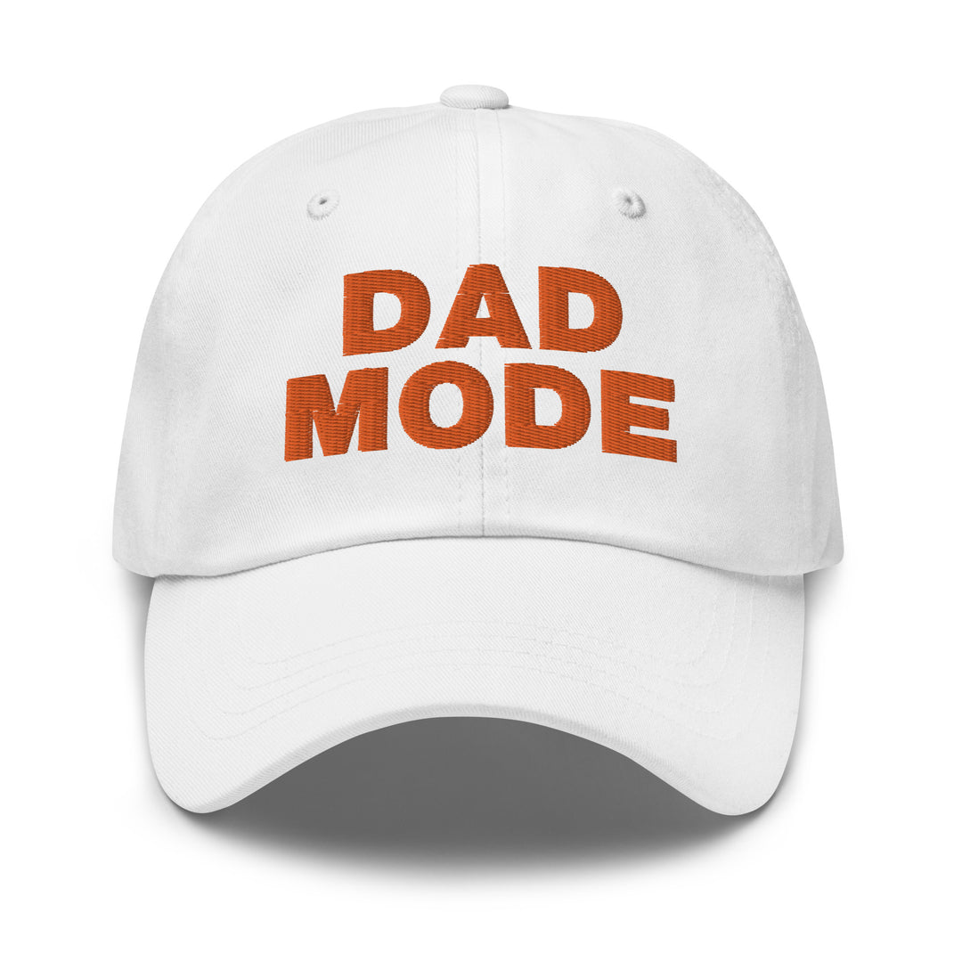 DAD MODE hat  in white| Baseball cap for dad | Trendy baseball hat for dads | Gift for dad | Orange embroidery front