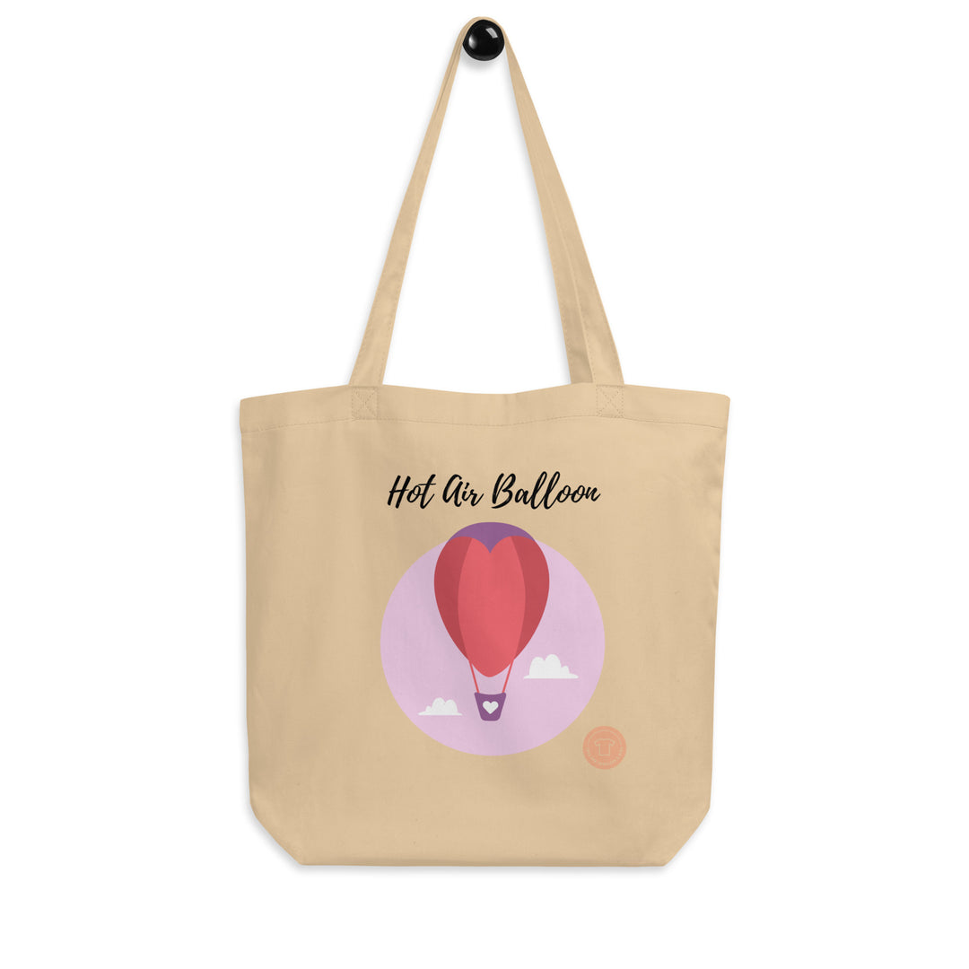 Hot Air Balloon. Eco Tote Bag in Beige for Women, Organic and Vegan, perfect shopping bag for mamas on the go! - TeesForToddlersandKids -  tote bag - bag - hotair-balloon-eco-tote-bag