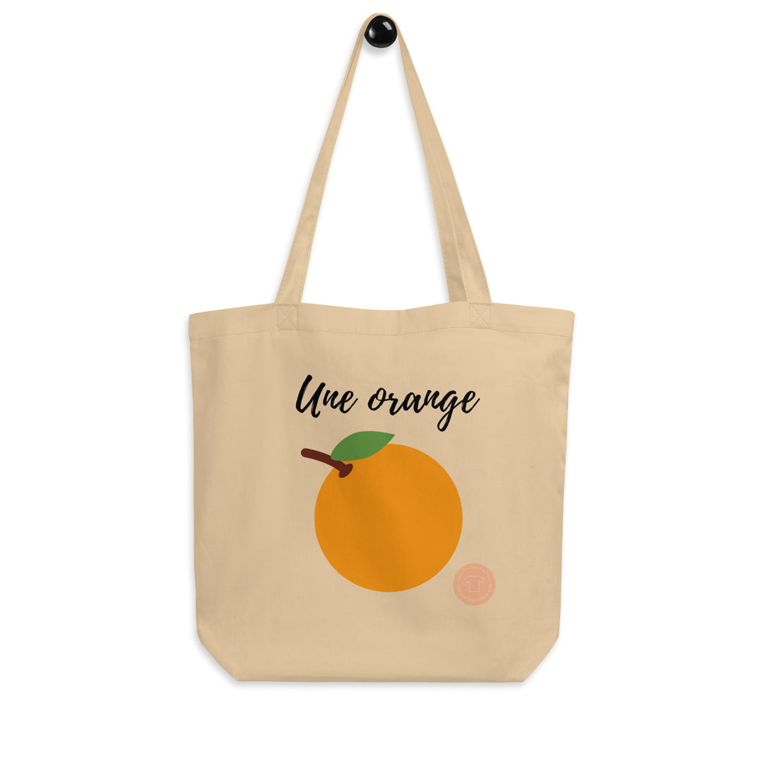 Une orange. Eco Tote Bag in Beige for Women, Organic and Vegan, perfect shopping bag for mamas on the go! - TeesForToddlersandKids -  tote bag - bag - une-orange-eco-tote-bag