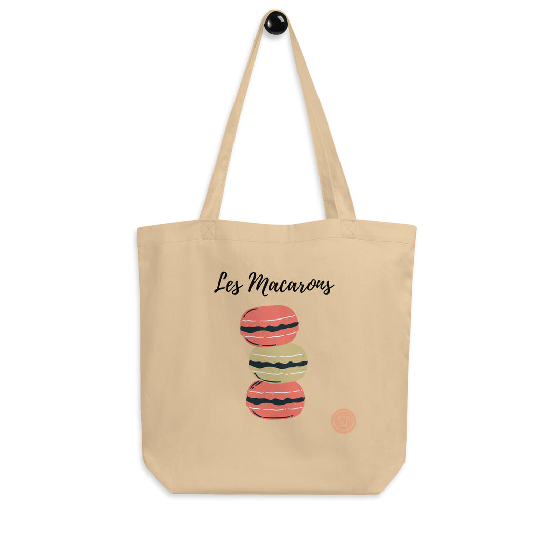 Les Macarons. Eco Tote Bag in Beige for Women, Organic and Vegan, perfect shopping bag for mamas on the go! - TeesForToddlersandKids -  tote bag - bag - les-macarons-eco-tote-bag