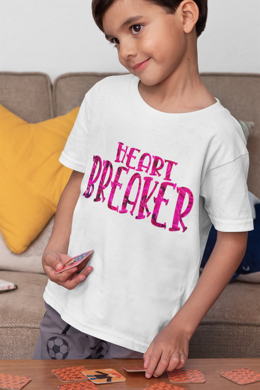 Heart Breaker Pink Roses. Short Sleeve T Shirt For Toddler And Kids. - TeesForToddlersandKids -  t-shirt - holidays, Love - hearts-breaker-pink-roses-short-sleeve-t-shirt-for-toddler-and-kids