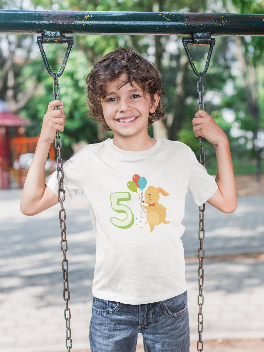 5 Birthday Cute Rabbit Green. Short Sleeve T Shirt For Toddler And Kids. - TeesForToddlersandKids -  t-shirt - birthday - 5-birthday-cute-rabbit-green-short-sleeve-t-shirt-for-toddler-and-kids