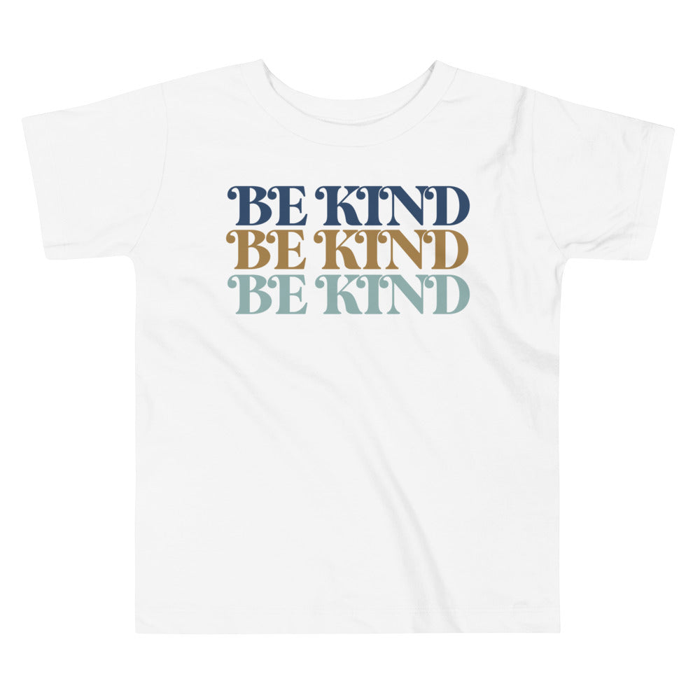 Be Kind Be Kind Be Kind In Blue. Short Sleeve T Shirt For Toddler And Kids. - TeesForToddlersandKids -  t-shirt - positive - be-kind-be-kind-be-kind-in-blue-short-sleeve-t-shirt-for-toddler-and-kids