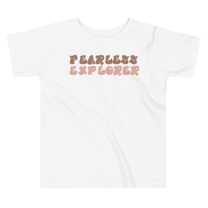 Fearless Explorer Brown Pink. Short Sleeve T Shirt For Toddler And Kids. - TeesForToddlersandKids -  t-shirt - positive - fearless-explorer-brown-pink-short-sleeve-t-shirt-for-toddler-and-kids