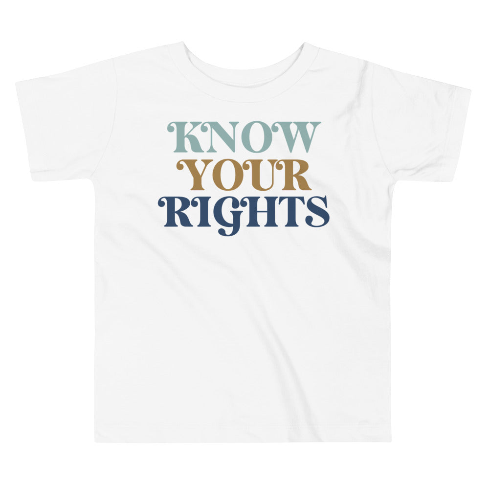 Know Your Rights In Blues And Brown. Short Sleeve T Shirt For Toddler And Kids. - TeesForToddlersandKids -  t-shirt - positive - know-your-rights-in-blues-and-brown-short-sleeve-t-shirt-for-toddler-and-kids