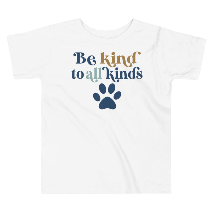 Be Kind To All Kinds Blue And Brown. Short Sleeve T Shirt For Toddler And Kids. - TeesForToddlersandKids -  t-shirt - positive - be-kind-to-all-kinds-blue-and-brown-short-sleeve-t-shirt-for-toddler-and-kids