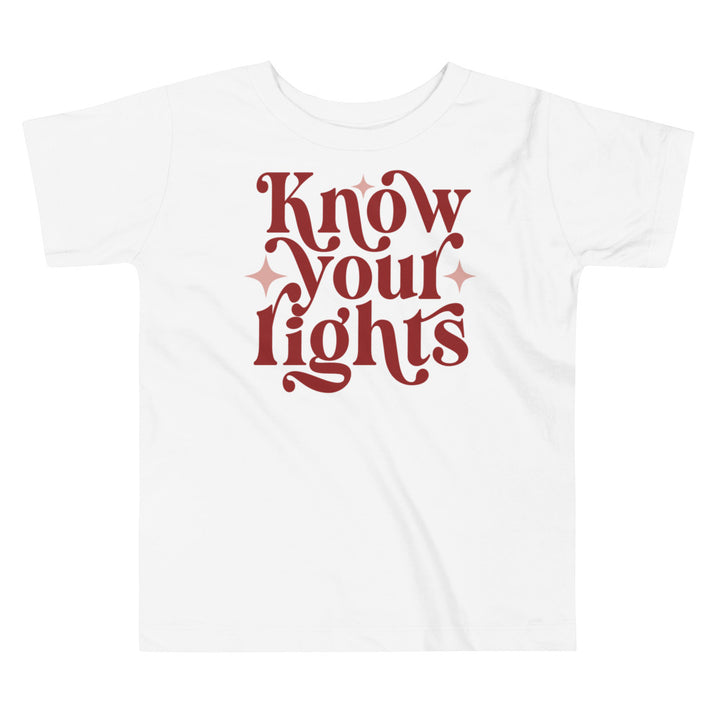 Know Your Rights In Red With Pink Stars. Short Sleeve T Shirt For Toddler And Kids. - TeesForToddlersandKids -  t-shirt - positive - know-your-rights-in-red-with-pink-stars-short-sleeve-t-shirt-for-toddler-and-kids-1