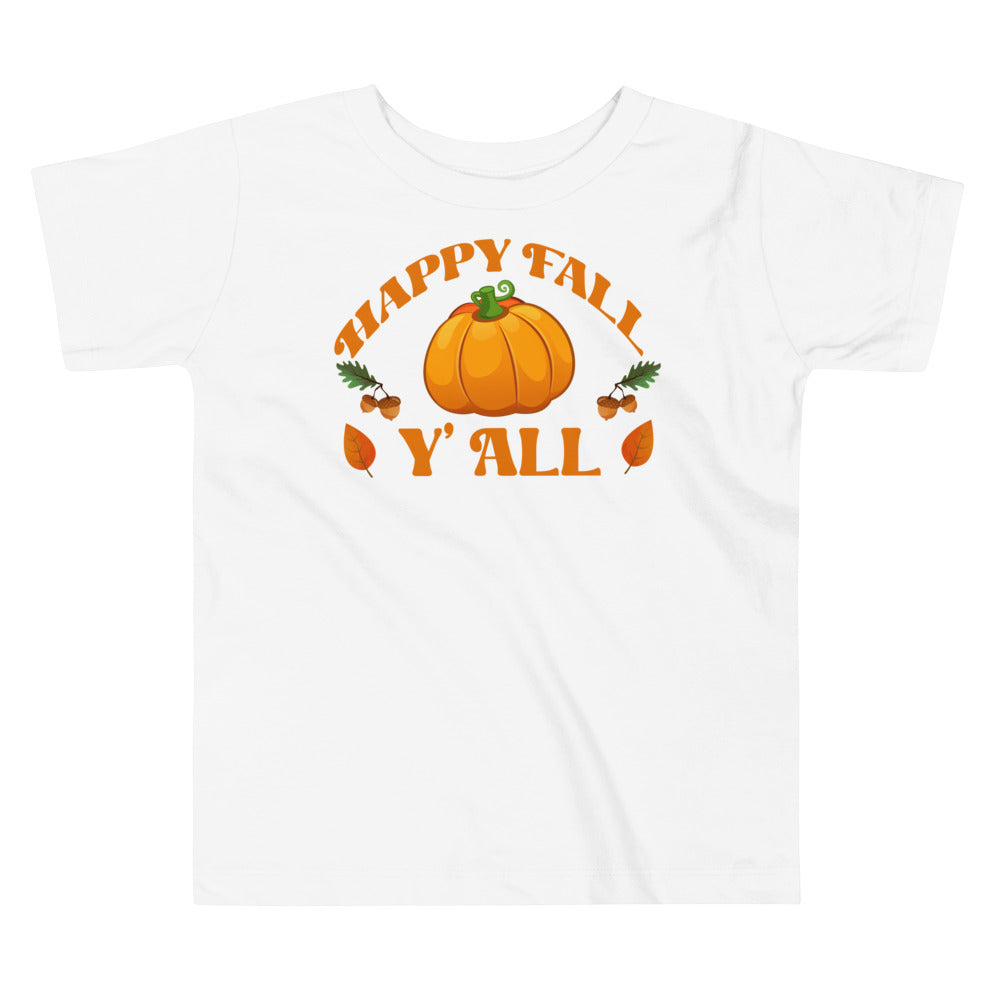 Happy Fall Y'All. Cute Halloween shirt for toddlers and kids.