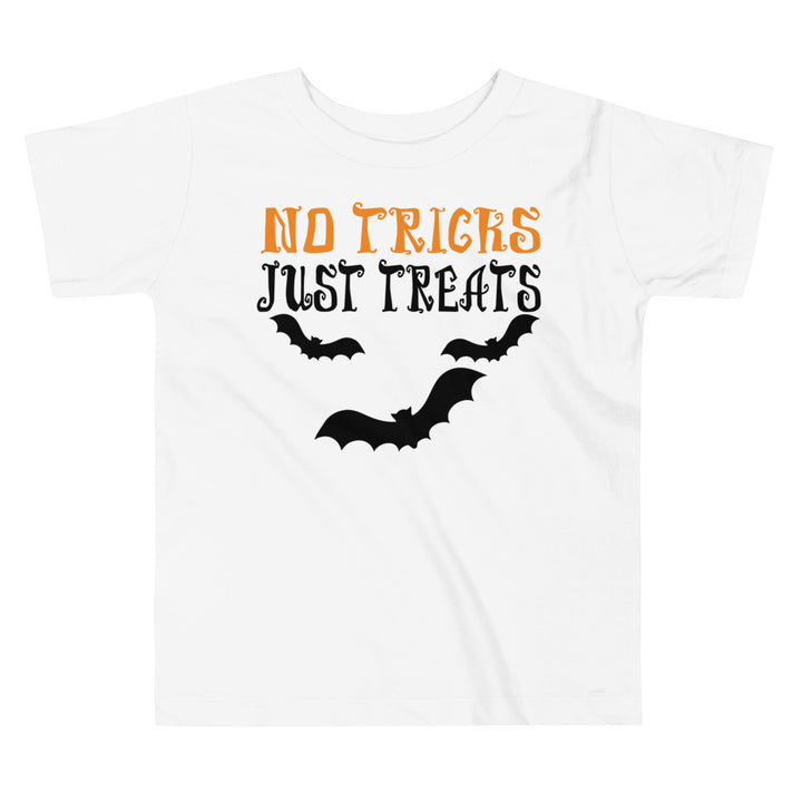No Tricks Just Treats Halloween Font.          Halloween shirt toddler. Trick or treat shirt for toddlers. Spooky season. Fall shirt kids.