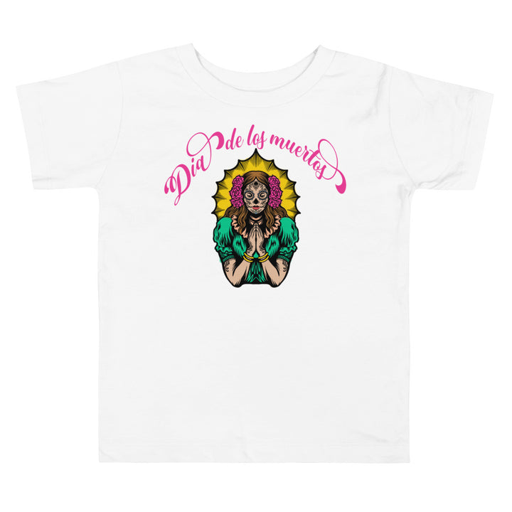 Dia De Los Muertos Beautiful Girl In Colours Pink Letters.         Halloween shirt toddler. Trick or treat shirt for toddlers. Spooky season. Fall shirt kids.