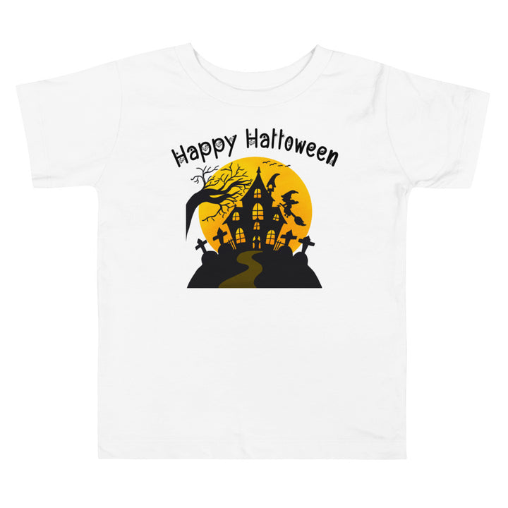 Happy Halloween Ghost House And Scary Trees.          Halloween shirt toddler. Trick or treat shirt for toddlers. Spooky season. Fall shirt kids.