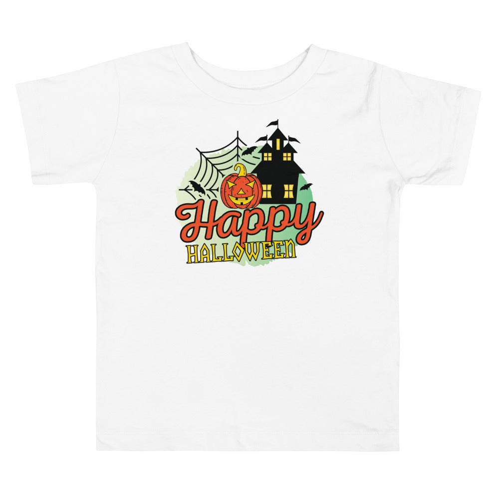 Happy Halloween Letters House Spider.          Halloween shirt toddler. Trick or treat shirt for toddlers. Spooky season. Fall shirt kids.