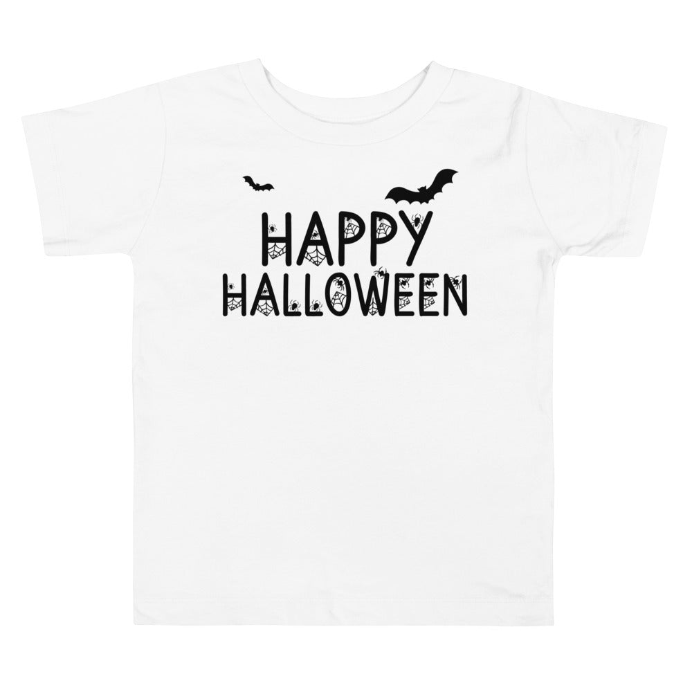 Happy Halloween Letters Spiders.          Halloween shirt toddler. Trick or treat shirt for toddlers. Spooky season. Fall shirt kids.