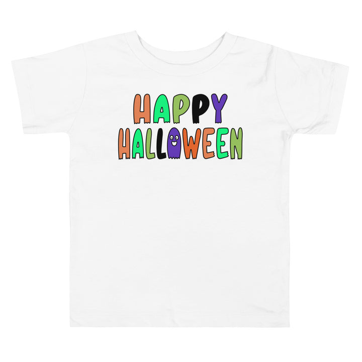 Happy Halloween Outlined Letters With Cute Ghost.          Halloween shirt toddler. Trick or treat shirt for toddlers. Spooky season. Fall shirt kids.