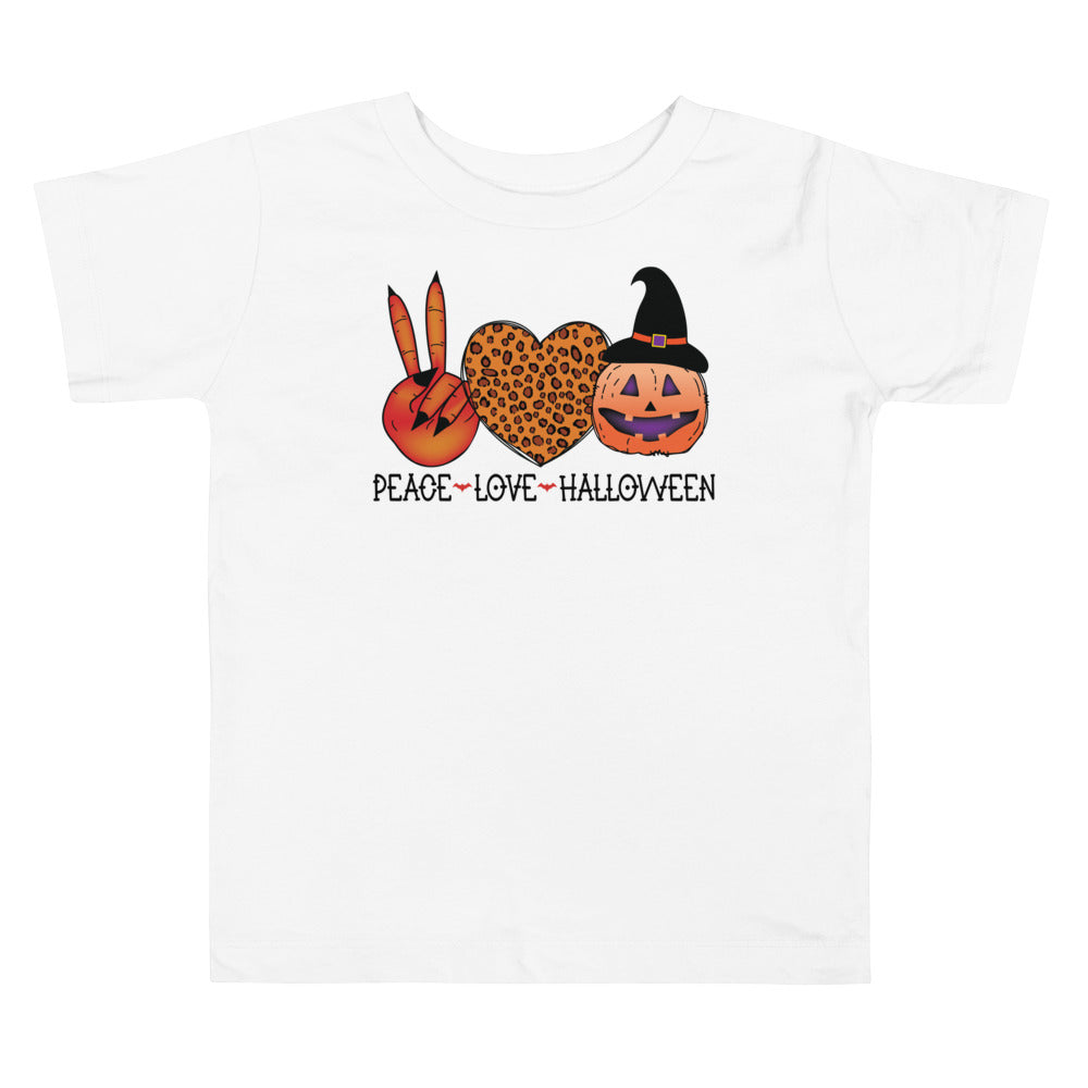 Peace Love Halloween.          Halloween shirt toddler. Trick or treat shirt for toddlers. Spooky season. Fall shirt kids.