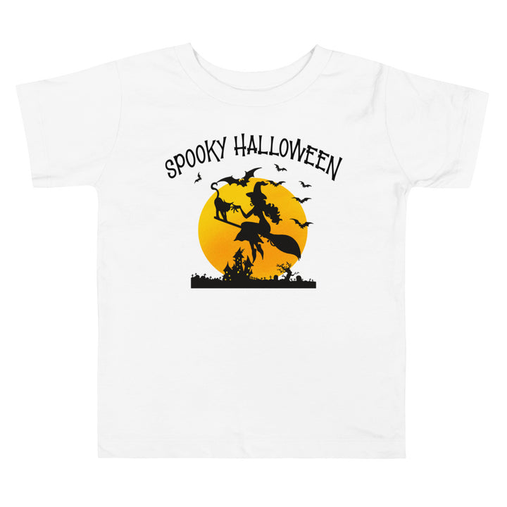 Spooky Halloween Flying Witch And Cat.          Halloween shirt toddler. Trick or treat shirt for toddlers. Spooky season. Fall shirt kids.