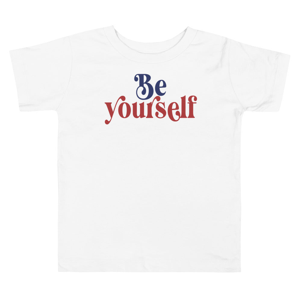 Be Yourself In Navy and Red. Girl power t-shirts for Toddlers and Kids.