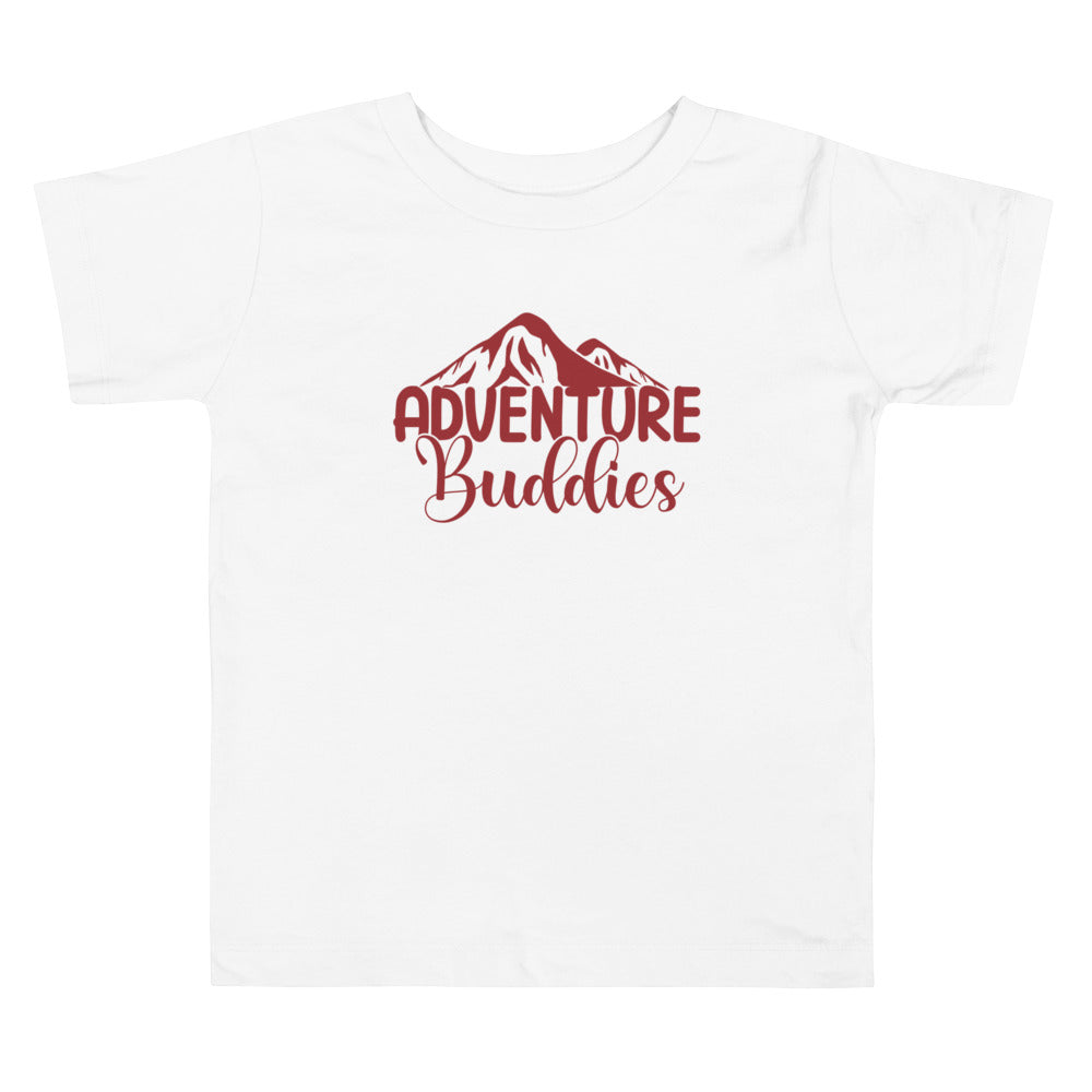 Adventure Buddies Lava Falls Red. Short Sleeve T Shirt For Toddler And Kids. - TeesForToddlersandKids -  t-shirt - camping - adventure-buddies-lava-falls-red-short-sleeve-t-shirt-for-toddler-and-kids