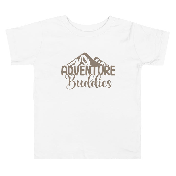 Adventure Buddies Muted. Short Sleeve T Shirt For Toddler And Kids. - TeesForToddlersandKids -  t-shirt - camping - adventure-buddies-muted-short-sleeve-t-shirt-for-toddler-and-kids