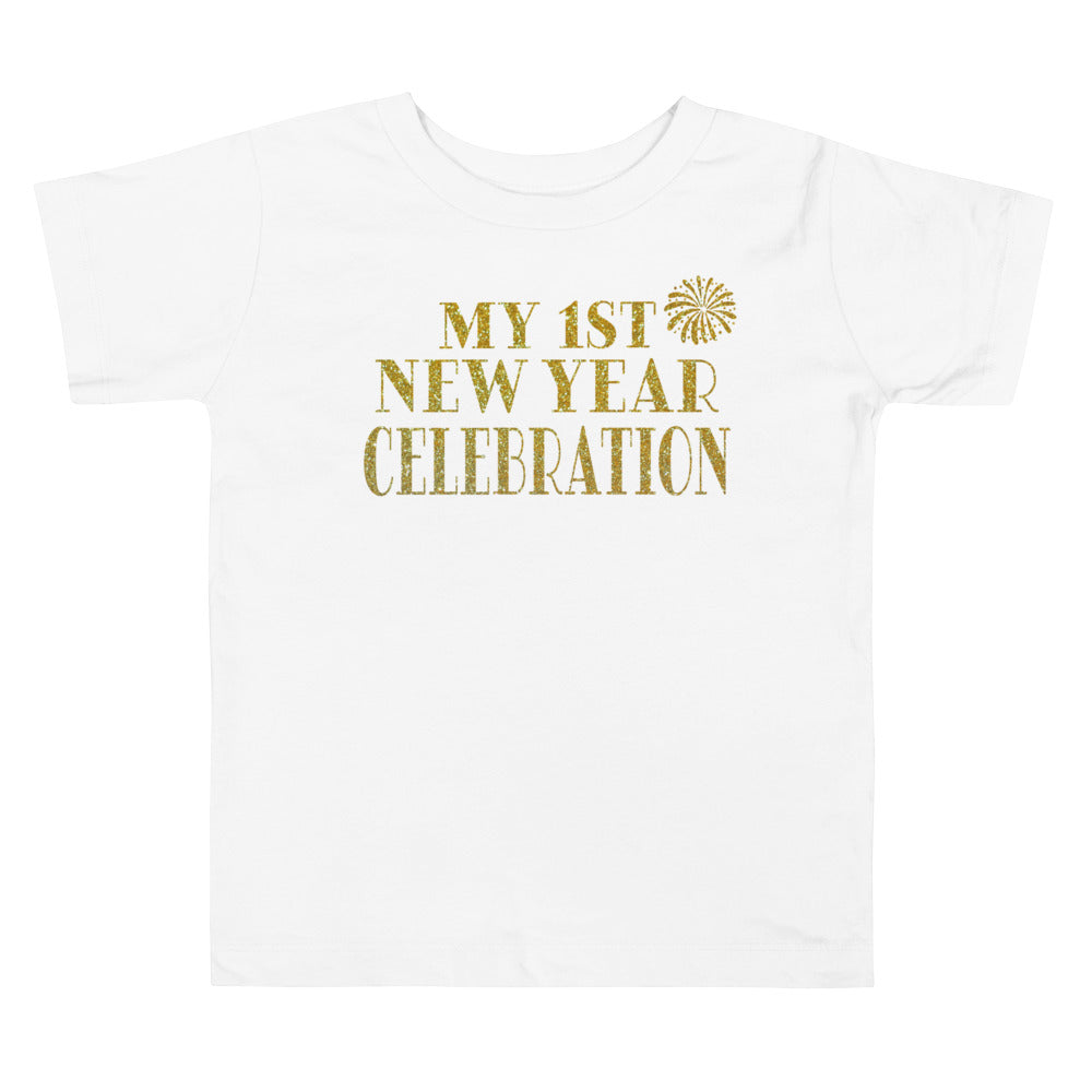 My 1st New Year Celebration. Short Sleeve T Shirts For Toddlers And Kids. - TeesForToddlersandKids -  t-shirt - christmas, holidays - my-1st-new-year-celebration-short-sleeve-t-shirts-for-toddlers-and-kids