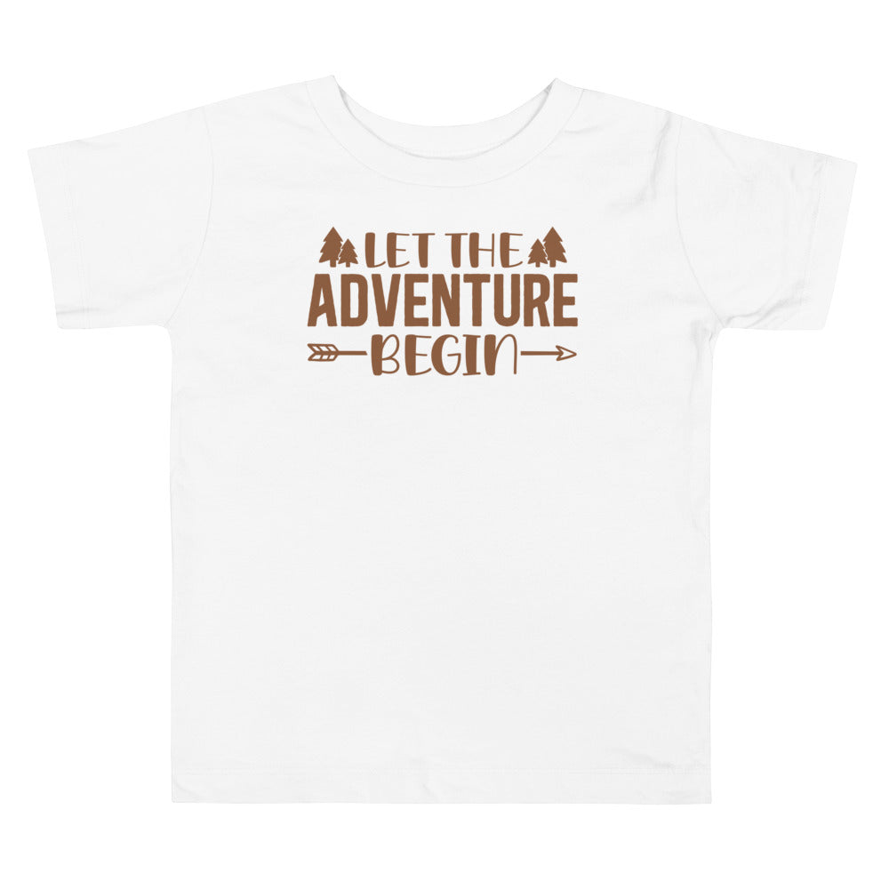 Let The Adventure Begin Caramel Cafe. Short Sleeve T Shirt For Toddler And Kids. - TeesForToddlersandKids -  t-shirt - camping - let-the-adventure-begin-caramel-cafe-short-sleeve-t-shirt-for-toddler-and-kids