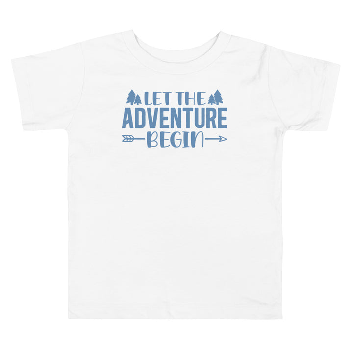 Let The Adventure Begin Lichen Blue. Short Sleeve T Shirt For Toddler And Kids. - TeesForToddlersandKids -  t-shirt - camping - let-the-adventure-begin-lichen-blue-short-sleeve-t-shirt-for-toddler-and-kids