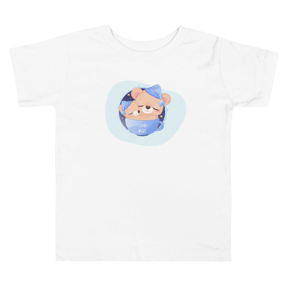Baby Bear Boy and Mama Bear Sleping In Cup. Short Sleeve T-shirt For Toddler And Kids. - TeesForToddlersandKids -  t-shirt - sleep - baby-bear-boy-nd-mama-bear-sleping-in-cup-short-sleeve-t-shirt-for-toddler-and-kids