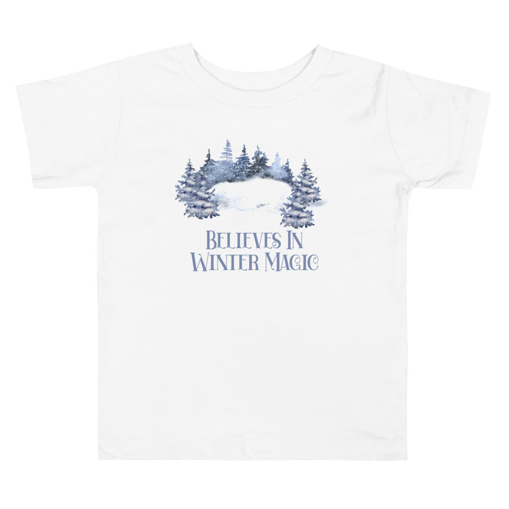 Believes In Winter Magic. Short Sleeve T Shirts For Toddlers And Kids. - TeesForToddlersandKids -  t-shirt - christmas, holidays, seasons, winter - believes-in-winter-magic-short-sleeve-t-shirts-for-toddlers-and-kids