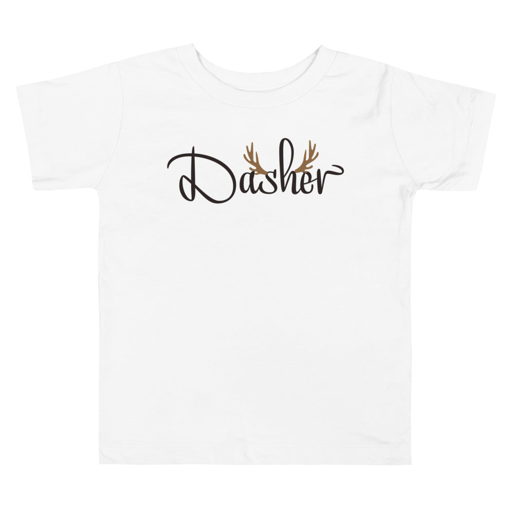 Dasher. Short Sleeve T Shirts For Toddlers And Kids. - TeesForToddlersandKids -  t-shirt - christmas, holidays - dasher-short-sleeve-t-shirts-for-toddlers-and-kids