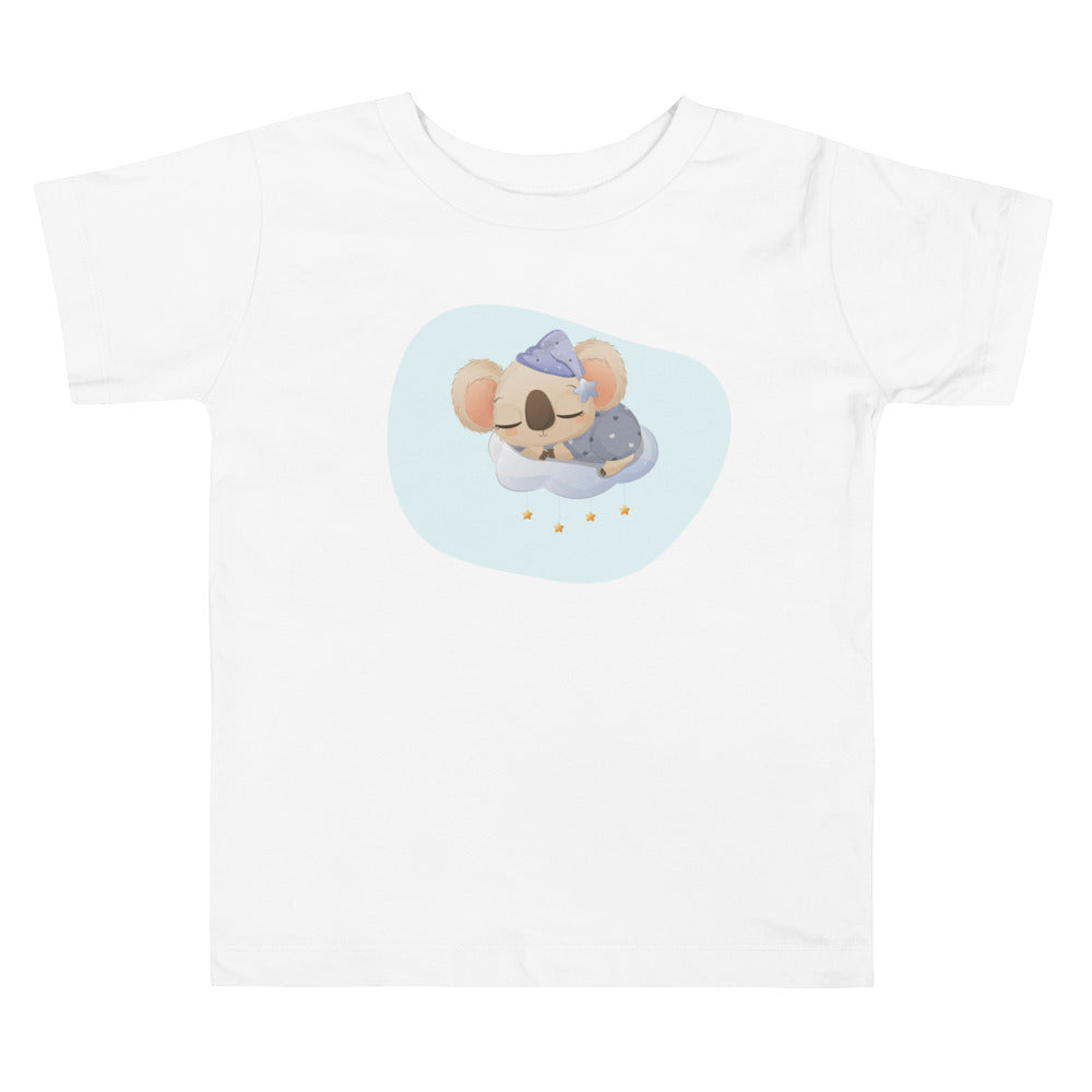 Baby Koala Sleeping On Cloud With Stars. Short Sleeve T-shirt For Toddler And Kids. - TeesForToddlersandKids -  t-shirt - sleep - baby-koala-sleeping-on-cloud-with-stars-short-sleeve-t-shirt-for-toddler-and-kids