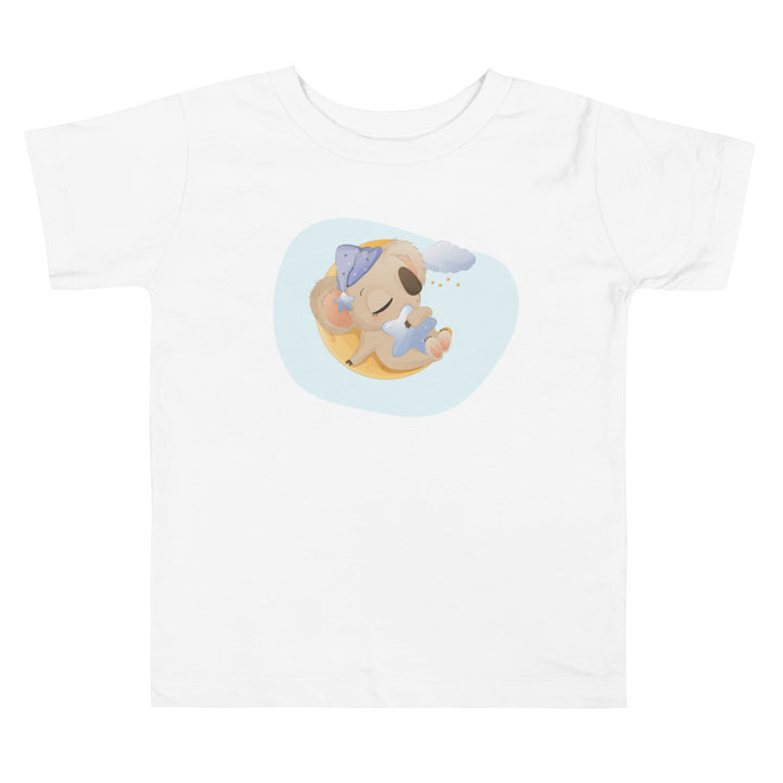 Baby Koala Sleeping On The Moon. Short Sleeve T-shirt For Toddler And Kids. - TeesForToddlersandKids -  t-shirt - sleep - baby-koala-sleeping-on-the-moon-short-sleeve-t-shirt-for-toddler-and-kids