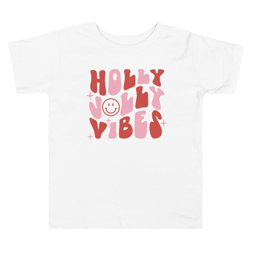 Holly Jolly Vibes. Short Sleeve T Shirts For Toddlers And Kids. - TeesForToddlersandKids -  t-shirt - christmas, holidays - holly-jolly-vibes-short-sleeve-t-shirts-for-toddlers-and-kids